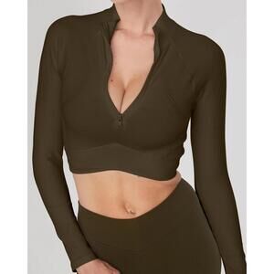 NWT! Joja Exhale Long Sleeve Quarter Zip Army Green Size Small